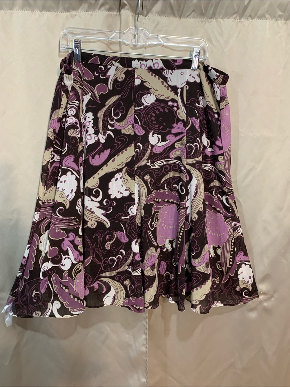 George Floral Swirl Skater Skirt in Purple, Brown and Cream #54/1